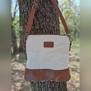 Tan and Cream Women's Bag